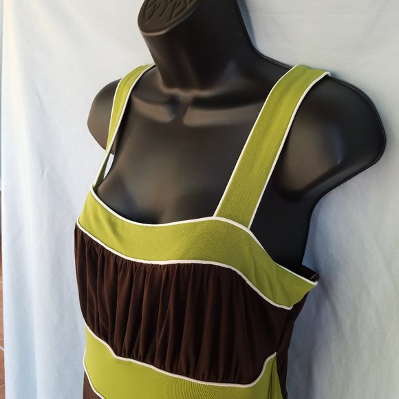 NWT Miss Bisou Large Green and Brown Sleeveless Dress - Picture 4 of 13